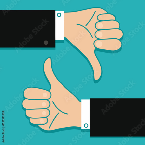 Thumb up and thumb down.Stock vector