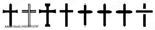 Christian cross icon collection. Vector illustration
