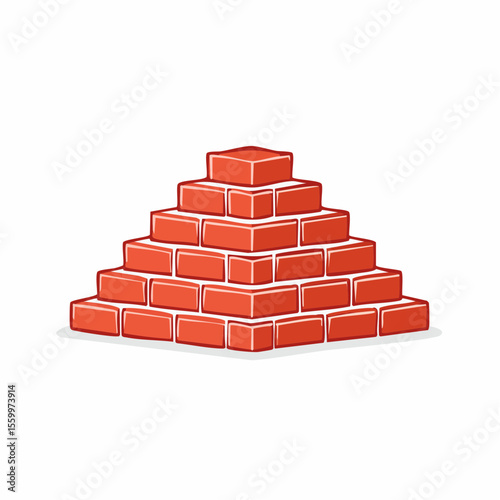 Brick Pyramid Formation: A solid pyramid is built from rectangular bricks. It represents the strength and foundation of construction and architecture.