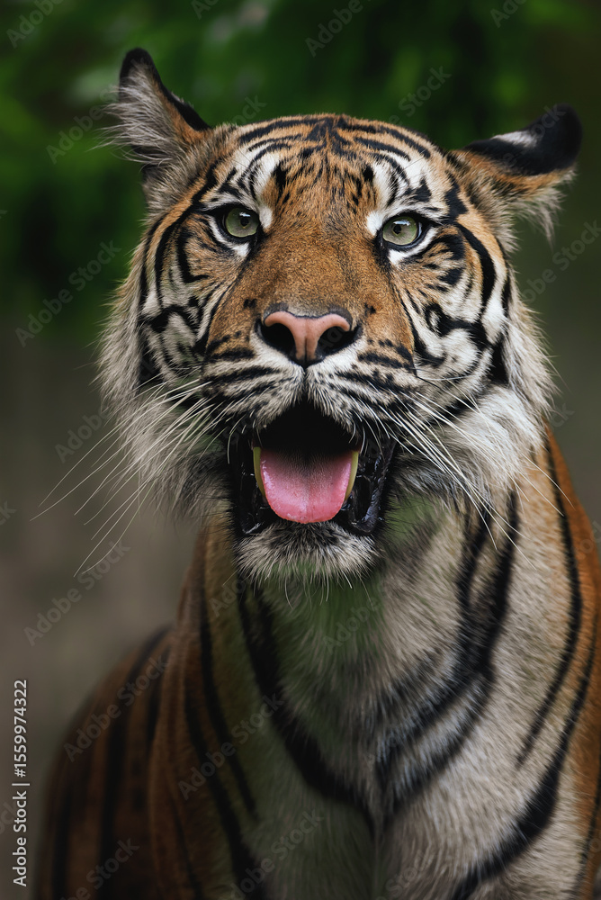 Fototapeta premium Sumatran tiger (Panthera tigris sumatrae) beautiful animal and his portrait