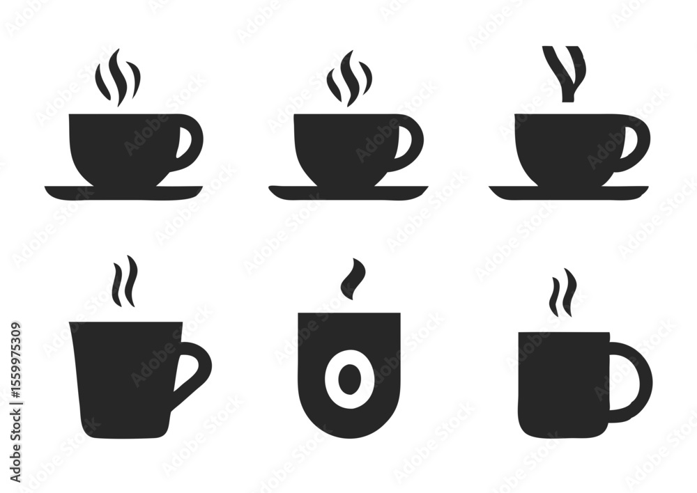 Obraz premium Coffee cup icons set. Vector illustration