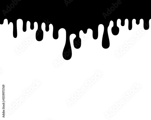 Paint drips. Current black paint. Current drops. Vector illustration