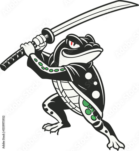 Samurai Frog with Katana in a Dynamic Pose