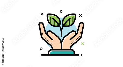 Hands Holding a Sprout Symbolizing Growth Sustainability and Environmentally Conscious Practices for the Future