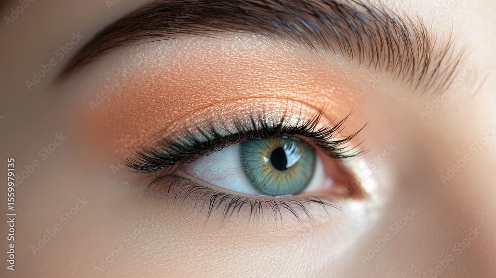 Fototapeta premium Closeup of Woman's Eye with Blended Pastel Eyeshadow