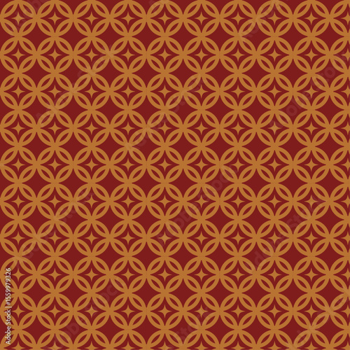 Elegant Vintage Geometric Pattern with Interlocking Circles on Burgundy Background