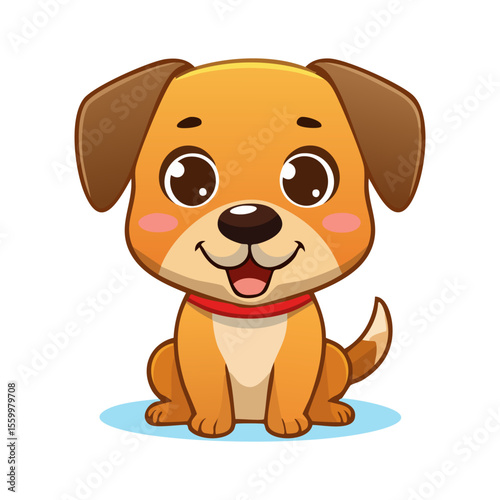 Illustration of Cute baby Golden Retrieve on white

