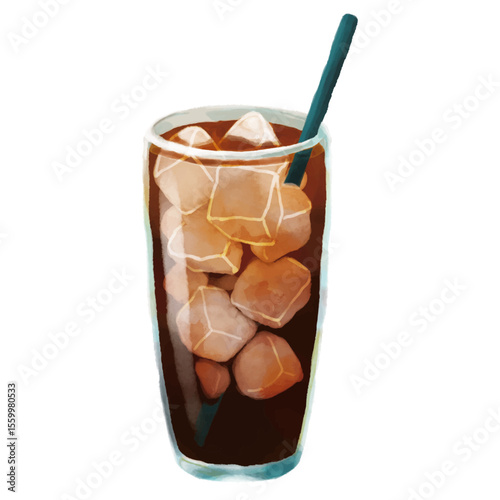 水彩風のアイスコーヒー