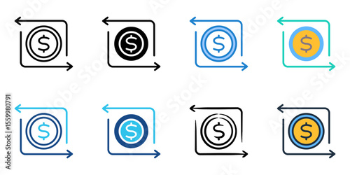 Transaction icon set multiple style collection 

