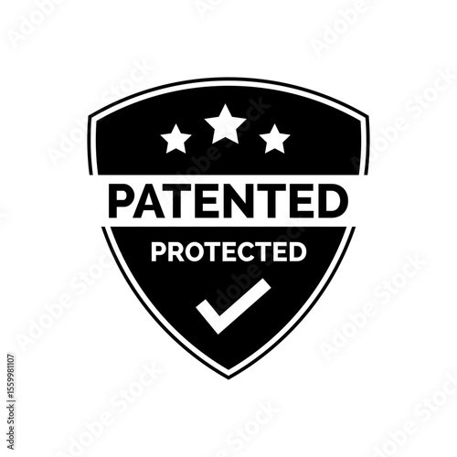 Patented rubber stamp badge logo