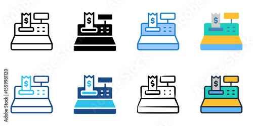 Cash register icon set multiple style collection 

