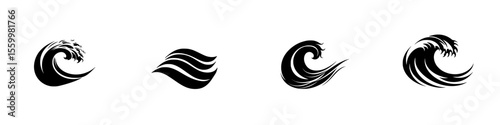 Creative collection of wave silhouette pictograms suitable for various design projects and applications in minimalist style