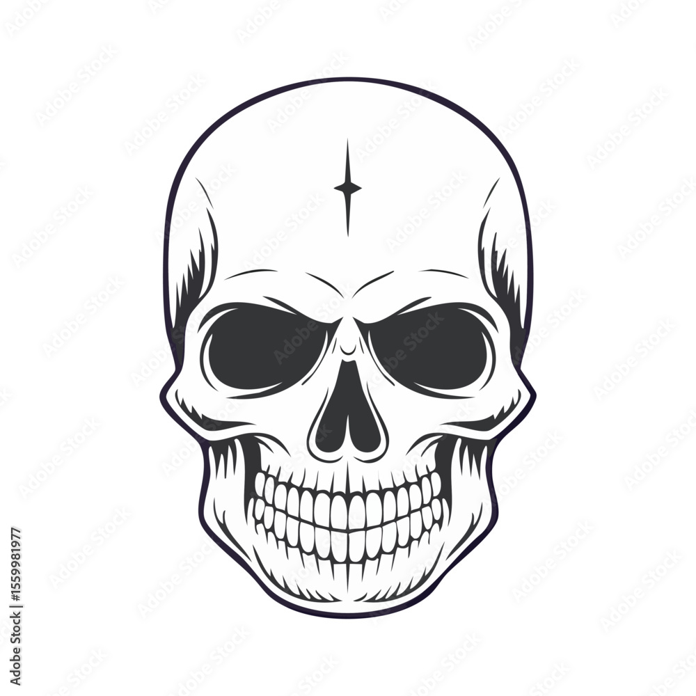 Obraz premium vector set of skulls in hand drawn style black and white 