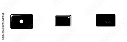 Various silhouettes of wallet designs displayed in a minimalistic vector style on a white background for modern graphic presentations
