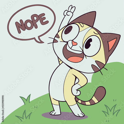 Cartoon cat standing and saying nope with sassy body language