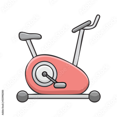 Cycling exercise machine, exercise bike, logo icon, on a pink background. Cycle Studio. Vector illustration
