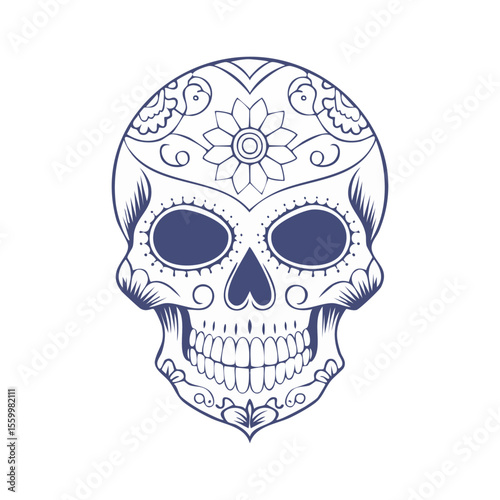 vector set of skulls in hand drawn style black and white
