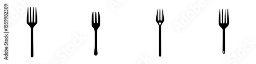 Silhouette pictograms of different fork designs showcasing culinary utensils in a minimalist style