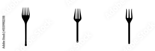 Unique collection of fork silhouettes showcasing diverse styles and designs in a minimalistic vector format