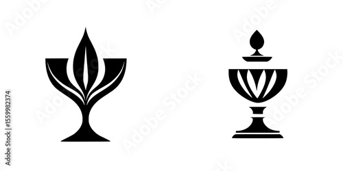 Silhouette pictograms of decorative goblets showcasing elegant designs for various uses and applications