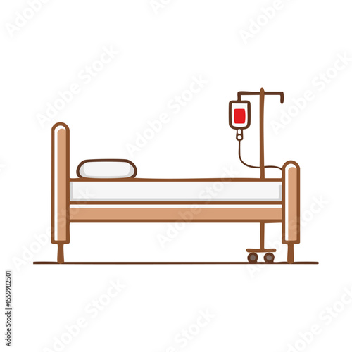 Patient bed icon. Medical treatment. Vector illustration Design on white background