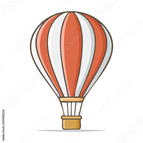 Hot air balloon blue stripe vector illustration. Graphic isolated colorful aircraft. Balloon festival.
