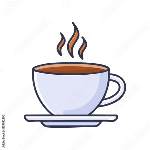 Coffee or tea cup mug evaporation vapour flat vector illustration

