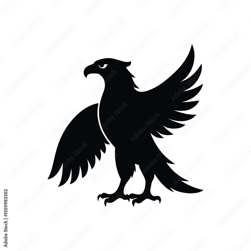 Obraz premium Majestic eagle bird full body silhouette isolated on white background