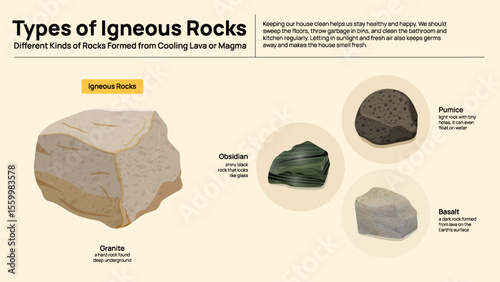 Types of Igneous Rocks Infographic – Characteristics and Examples of Volcanic Rocks