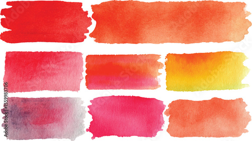 Colorful paint strokes. Set of colorful brush strokes, lines, Brush stain. Rectangle brush collection, Vibrant spectrum colors vector acrylic paint stains