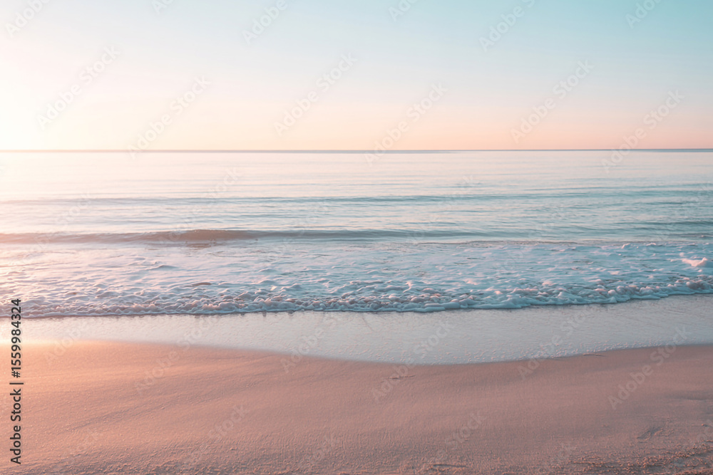 Fototapeta premium Minimalist Coastal Landscape at Sunset with Soft Pastel Tones (1)