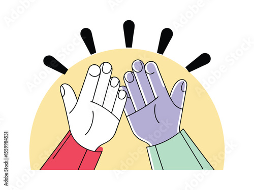 Colorful Cartoon High-Five Gesture Illustration