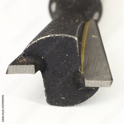 milling wood cutter cone blades on white background - woodworking tool