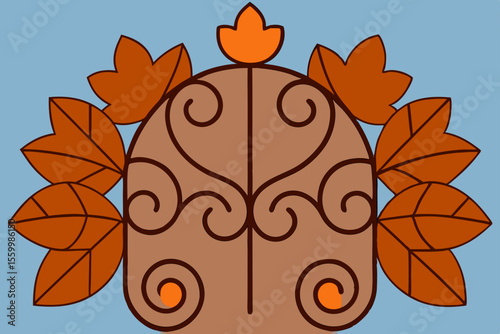 Autumn Leaves Falling Around Danish Manor House