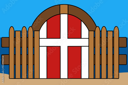 Coastal Danish Wooden Gate with Ocean View