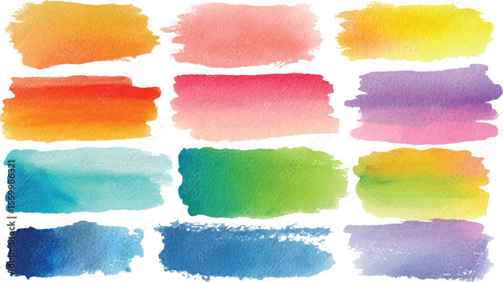 Set of watercolor circles brash multicolored. watercolor abstract watercolor brush strokes hyper realistic highly detailed isolated on transparent background