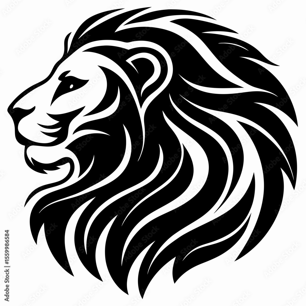 Fototapeta premium Majestic African Lion Head Illustration