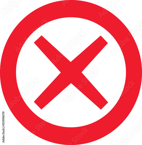 Red circle with bold white cross symbol indicating wrong answer or cancellation icon sign