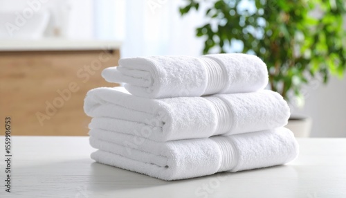 Stack Of White Towels On White Surface