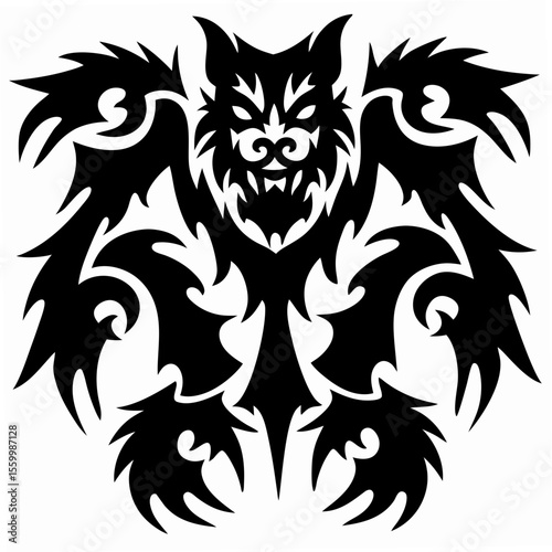 Tribal Werewolf Transformation Ink Design