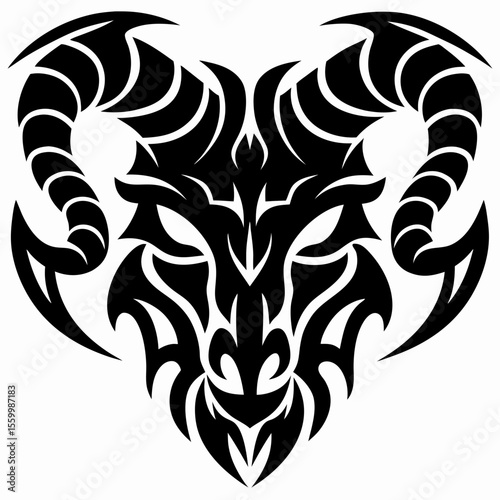 Tribal Ram Head Tattoo Design