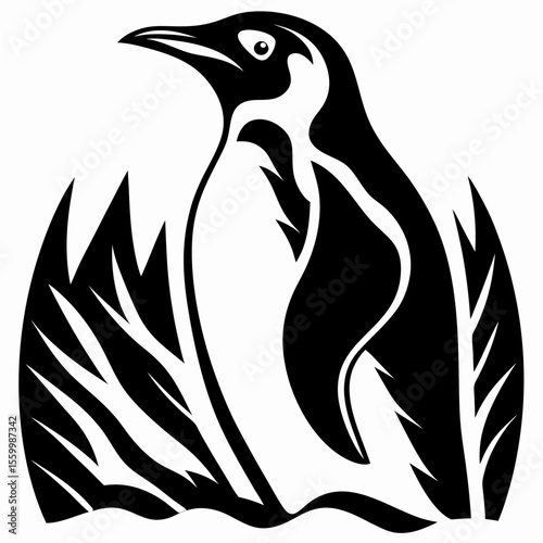 Majestic Penguin Profile Antarctic Wildlife Illustration