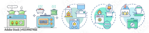 Variety of gas powered appliances displayed in a linear formation for educational purposes
