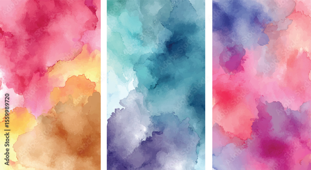 set of colorful texture abstract watercolor brush strokes hyper realistic transparent background 
