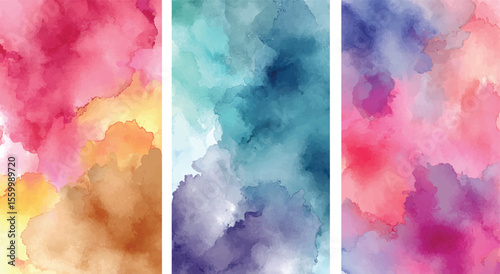 Konstfotografi set of colorful texture abstract watercolor brush strokes hyper realistic transp