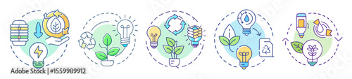 Concepts for environmental conservation and sustainability with light bulbs and plants