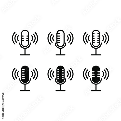 podcast icon speak logo design concept silhouette and outline style