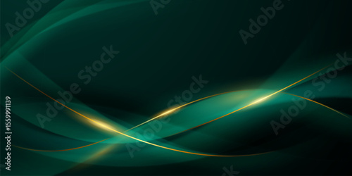 green abstract background design with elegant golden elements vector illustration