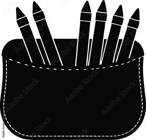 pencils organized in clear pouch silhouette vector