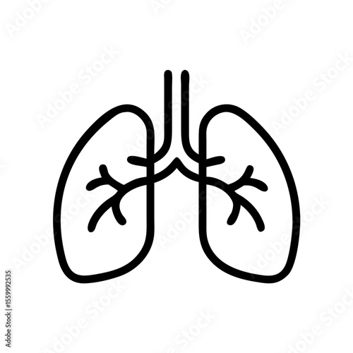 Line art illustration of human lungs anatomy in minimalist style  